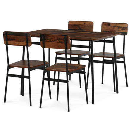 Jídelní set s 4 židlemi Autronic 110x70x76cm, mdf, old wood, AUT-O2155 OLW2