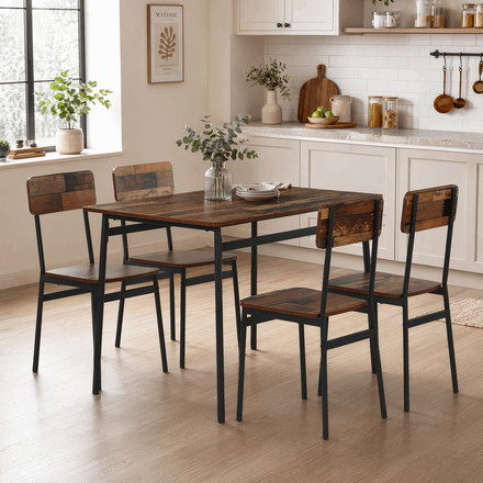 Jídelní set s 4 židlemi Autronic 110x70x76cm, mdf, old wood, AUT-O2155 OLW2 (1)