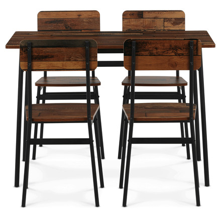 Jídelní set s 4 židlemi Autronic 110x70x76cm, mdf, old wood, AUT-O2155 OLW2 (2)