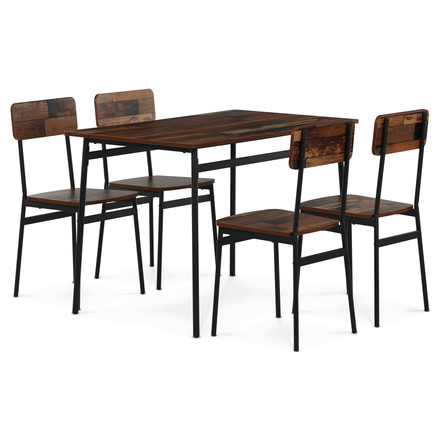 Jídelní set s 4 židlemi Autronic 110x70x76cm, mdf, old wood, AUT-O2155 OLW2 (4)