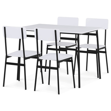 Jídelní set s 4 židlemi Autronic 110x70x76cm, mdf, bílá, AUT-O2155 WT