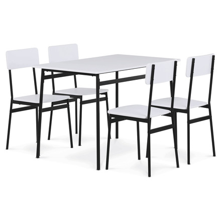 Jídelní set s 4 židlemi Autronic 110x70x76cm, mdf, bílá, AUT-O2155 WT (4)
