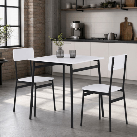 Jídelní set s 2 židlemi Autronic 70x70x76cm, mdf, bílá, AUT-O2121 WT (1)