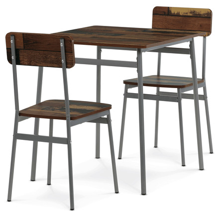 Jídelní set s 2 židlemi Autronic 70x70x76cm, mdf, old wood, AUT-O2122 OLW2