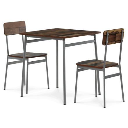 Jídelní set s 2 židlemi Autronic 70x70x76cm, mdf, old wood, AUT-O2122 OLW2 (4)