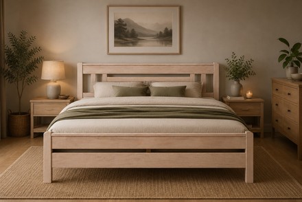 Manželská postel Vidovic PETRA 2 180x200cm s nízkým čelem u noh , materiál: dub bělený + 180x200cm rošt smrkový (1)