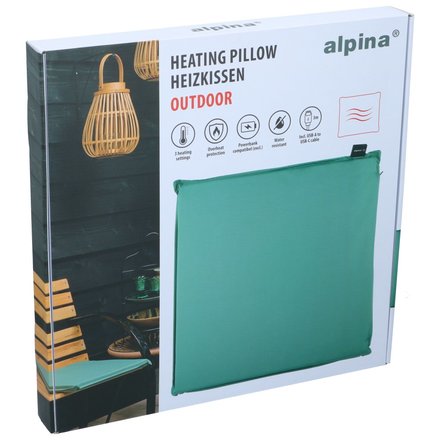 Elektrický vyhřívaný podsedák Alpina ED-244062 venkovní USB 45 x 45 cm zelená