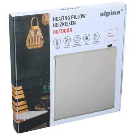 Elektrický vyhřívaný podsedák Alpina ED-244061 venkovní USB 45 x 45 cm šedá