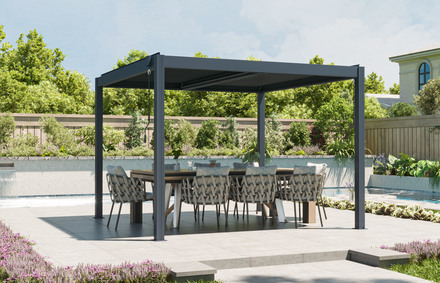 Bioklimatická pergola G21 Austin Premium 3x3 m, antracitová hliníková (8)