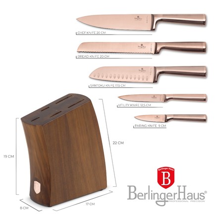 Sada nožů se stojanem Berlingerhaus BH-3126 z akátového dřeva 6 ks Taupe Collection (5)