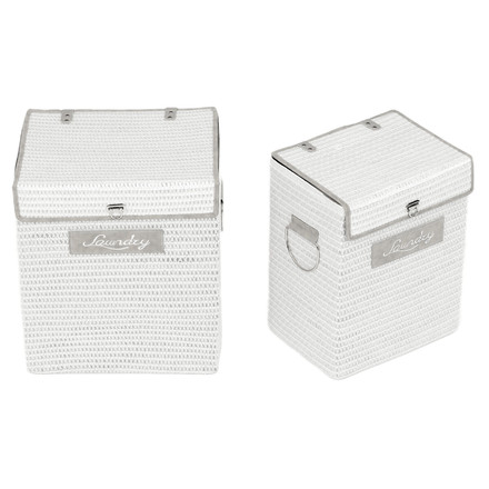 Koš prádelní Autronic polypropylen, papír a látka, bílý, cena za sadu 2 ks (DT3028 WT)