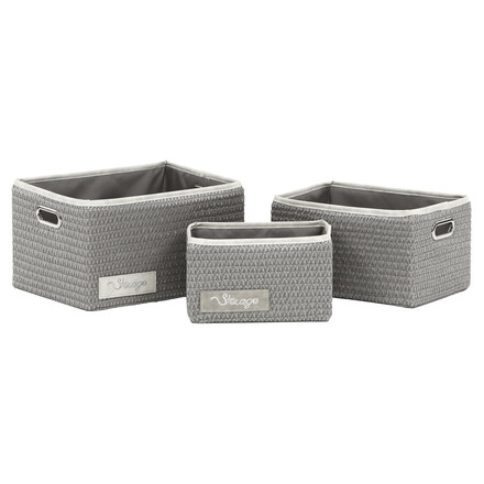 Koš regálový Autronic polypropylen, papír a látka, šedý, cena za sadu 3 ks (DT3029 GREY)