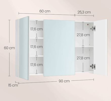 Zrcadlo Autronic mdf, bílá, AZR-E1132 WT (3)