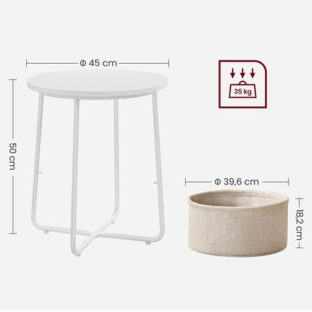 Odkládací stolek Autronic 45x45x50cm, mdf, bílá, AKF-E1023 WT (3)