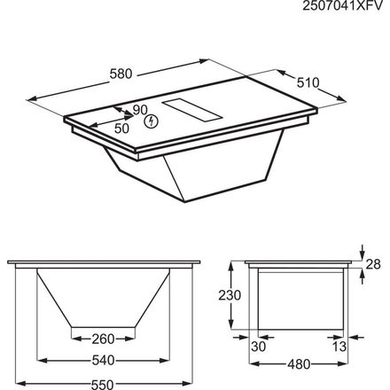 Indukční varná deska s intergrovaným odsavač par AEG 6000 XT Bridge NCT64B00CB (5)