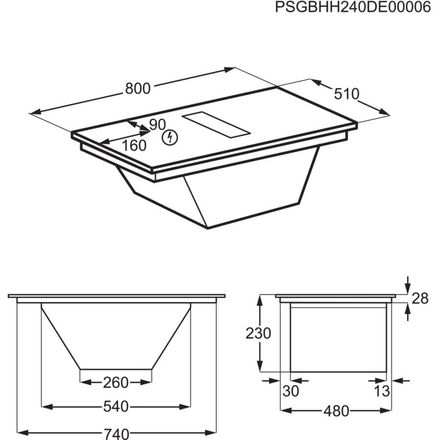 Indukční varná deska s intergrovaným odsavač par AEG 6000 XT Bridge NCT84B03CB (5)