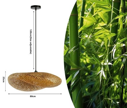 Závěsné svítidlo Immax (08270L) BOHO HILO D80cm, E27, bambus (2)