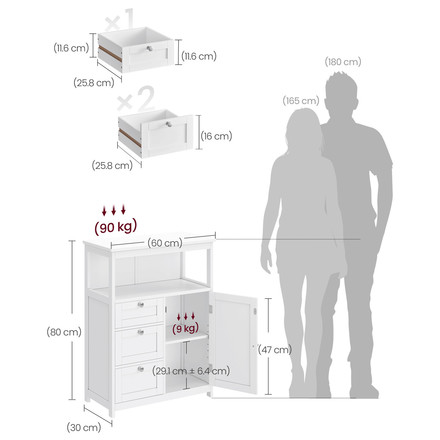 Komoda Autronic 60x30x80cm, mdf, bílá, AUK-E1154 WT (4)