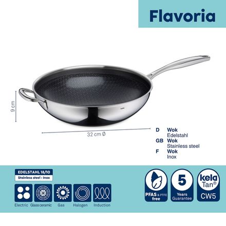 Pánev wok nerez s nepřilnavým povrchem Kela KL-10242 Flavoria 32 cm, 4,5 l (1)