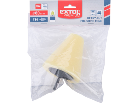 Kužel leštící pěnový Extol Premium 8804566, T80, žlutý, 80mm, stopka 6mm (1)