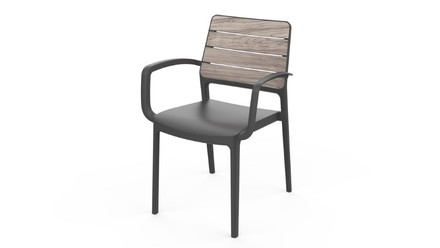 Zahradní křeslo Keter Deco Porto s područkami storm grey / grafit