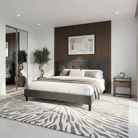 Manželská postel Autronic látka, šedá, BED-M180 GREY2 (1)