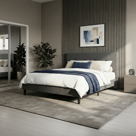 Manželská postel Autronic látka, šedá, BED-M160 GREY2 (1)