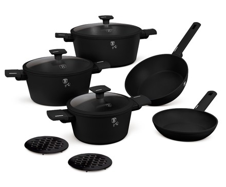 Sada nádobí s titanovým povrchem Berlingerhaus BH-8197 10 ks Matte Black Collection (2)