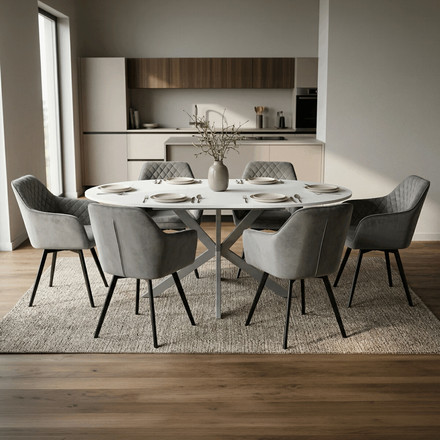 Moderní jídelní stůl s rozkladem Autronic rozkládací 120-160x120 cm, melamin, bílá, DT-I1120 WT (1)