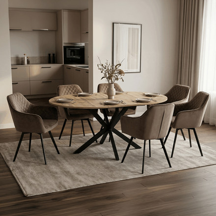 Moderní jídelní stůl s rozkladem Autronic rozkládací 120-160x120 cm, melamin, dub, DT-I1120 OAK (1)
