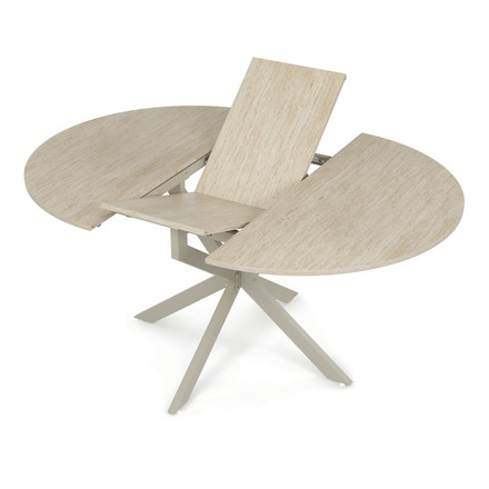 Moderní jídelní stůl s rozkladem Autronic ozkládací 120-160x120 cm, melamin, travertin, DT-I1120 TRV (9)