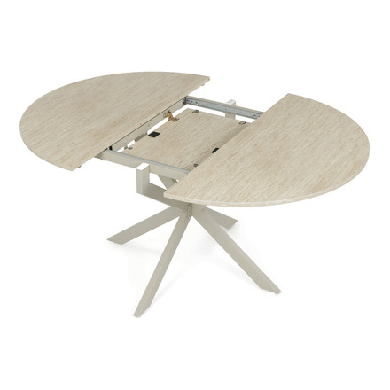 Moderní jídelní stůl s rozkladem Autronic ozkládací 120-160x120 cm, melamin, travertin, DT-I1120 TRV (10)