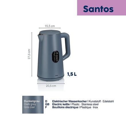 Rychlovarná konvice Kela KL-10135 Santos tmavě šedá 1,5l (2)