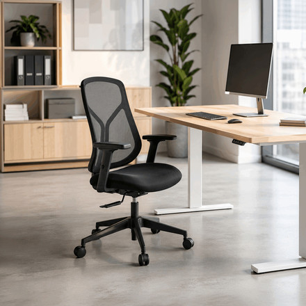 Kancelářská židle Autronic synchronní mechanismus, černá síťovina, KA-S2173 BK (1)