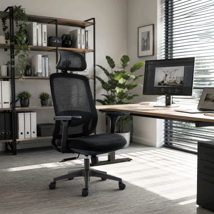 Kancelářská židle Autronic synchronní mechanismus, černá síťovina, KA-S2176 BK (1)