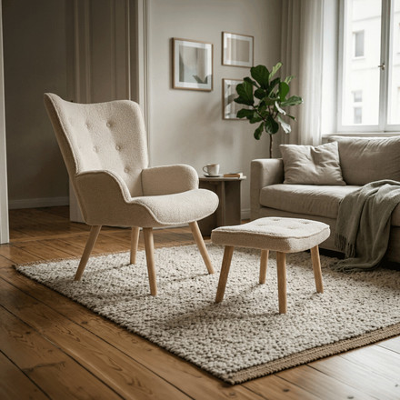 Relaxační křeslo Autronic krémová, látka bouclé, AK-319 CRM2 (1)