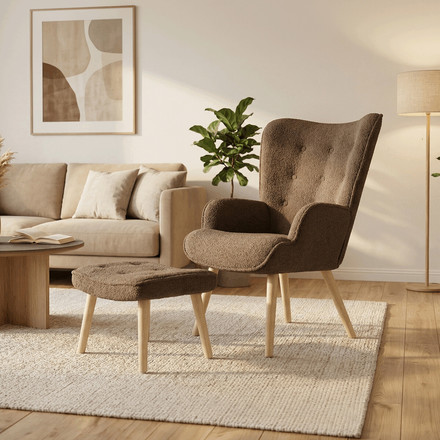 Relaxační křeslo Autronic hnědá, látka bouclé, AK-319 BR2 (1)