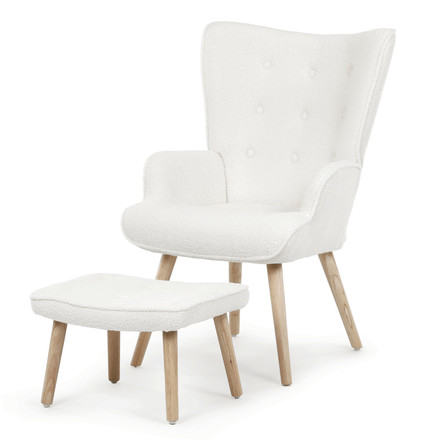 Relaxační křeslo Autronic bílá, látka bouclé, AK-319 WT2