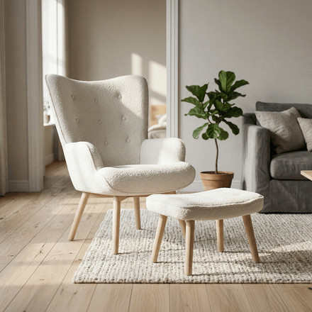 Relaxační křeslo Autronic bílá, látka bouclé, AK-319 WT2 (1)