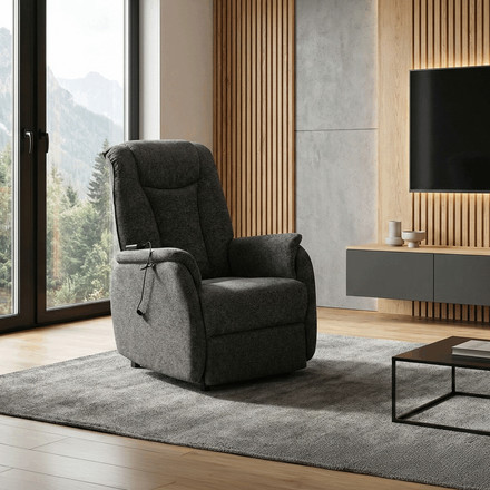 Polohovací křeslo Autronic elektrické kabelové ovládání, šedá, látka, TV-L8963 GREY2 (1)