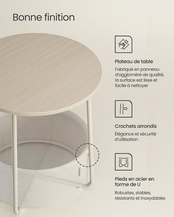 Odkládací stolek Autronic 45x45x50cm, mdf, kašmír, AKF-E1023 CRM (4)