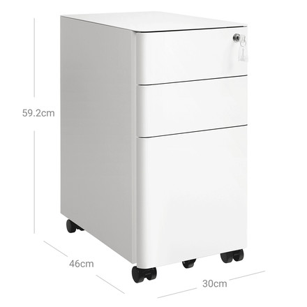 Kancelářský kontejner Autronic 30x46x59cm, kov, bílá, AUK-E1130 WT (4)