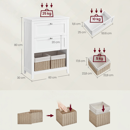 Koupelnová skříňka Autronic 60x30x80cm, mdf, bílá, AUK-E1054 WT (2)