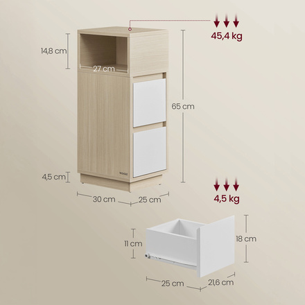Odkládací stolek Autronic 25x30x65cm, mdf, bělený dub, ANT-E1065 BUK (5)