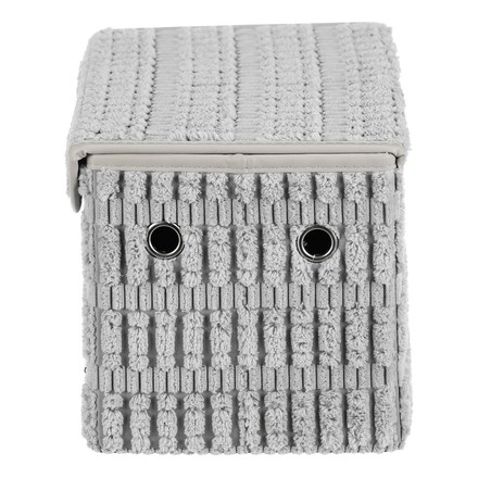 Koš regálový Autronic Koš regálový - polyester a papír, víko na suchý zip, barva šedá (DT3026 GREY) (2)