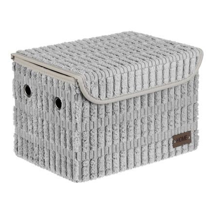 Koš regálový Autronic Koš regálový - polyester a papír, víko na suchý zip, barva šedá (DT3026 GREY) (5)