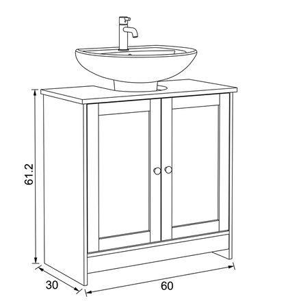 Koupelnová skříňka Autronic 60x30x61cm, mdf, bílá, AUK-E1155 WT (4)