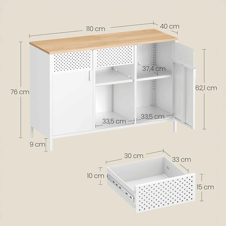 Komoda Autronic 110x40x76cm, kov, bílá, AUK-E1420 WT (1)