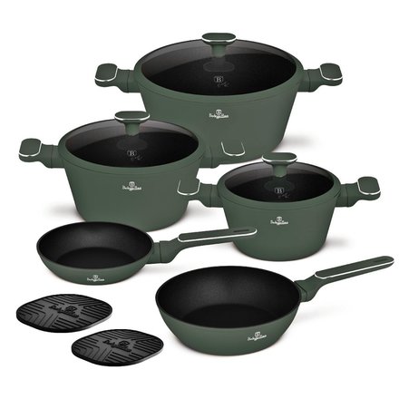 Sada nádobí s titanovým povrchem Berlingerhaus BH-8207 10 ks Matte green Collection