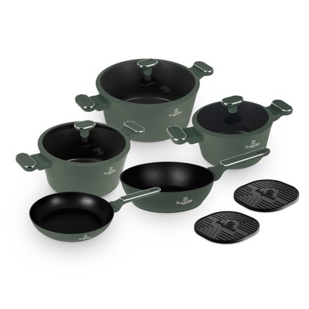 Sada nádobí s titanovým povrchem Berlingerhaus BH-8207 10 ks Matte green Collection (2)